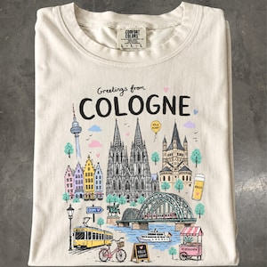 Cologne Germany T-Shirt, Rhine River Travel Souvenir Tee, Comfort Colors Shirt