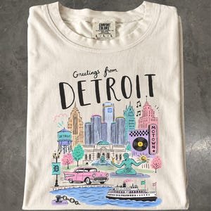 Detroit Michigan T-Shirt, Great Lakes City Souvenir Tee, Retro Travel Gift, Comfort Colors Shirt