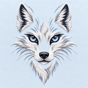 Diseño de bordado a máquina de la cara del lobo blanco