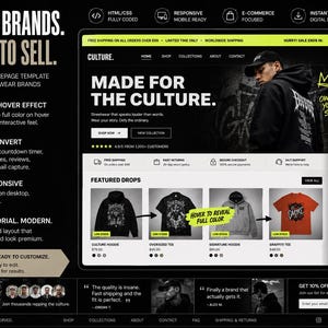 Streetwear Shopify Homepage Template - Monochrome Ecommerce Website Design (HTML CSS Clothing Brand)