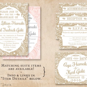 Vintage Lace Wedding Save the Date, Print-Your-Own or Digital File 4x5 Postcard Cottage Victorian Elegant Gold White Pink Blush Gray image 4