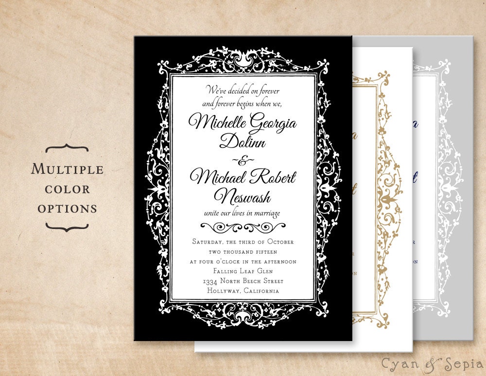 Ornate Gothic Frame Printable 5x7 Wedding or Halloween