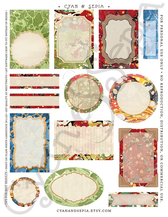 Printable Victorian Ornate Blank Gift Tags Digital Collage Sheet Gift Tag  Digital Scrapbooking Journal Tag Set Set Number 2 