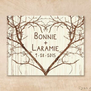 Branch Heart - Wedding Save the Date, Digital File or Print-Your-Own - 4x5 Postcard Vintage Rustic Nature Woodland Tree Twigs Brown
