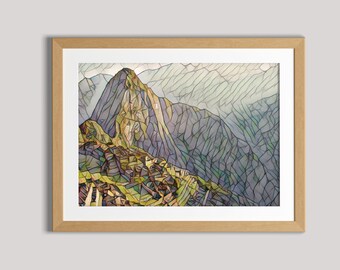 Machu Picchu Photography, Digital Print, Travel, Mosaic