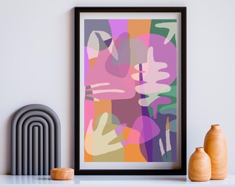 Abstract shapes botanical inspired poster art print
