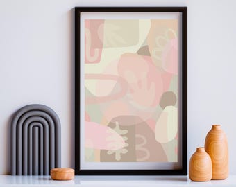 Abstract Minimalist Neutral Shapes Flora Inspired Art Print