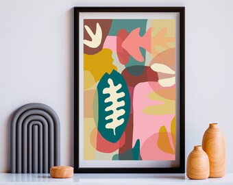 Funky Abstract Shapes Botanical Poster