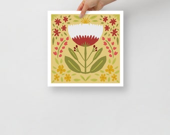 Yellow Flower Illustration Design Poster