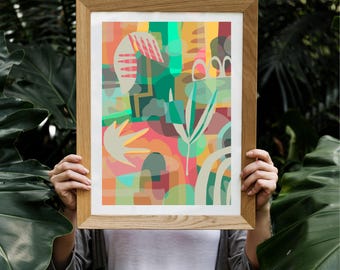 Abstract Floral Fauna Bright Colorful Poster Art Print