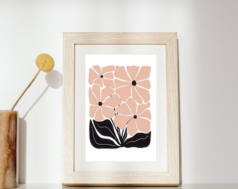 Classic Sophisticated Flower Wall Art, Minimalist Boho illustration