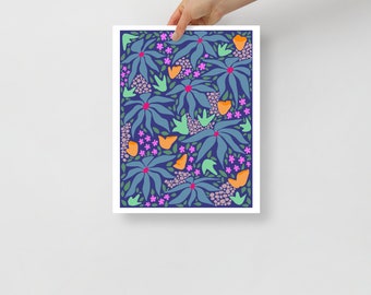 Bright Flower Pattern Mural Style Poster