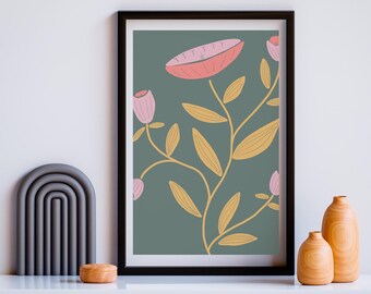 Modern Flower Illustration Poster Art Print