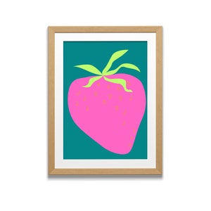 Strawberry illustration, bright fruit, kitchen decor