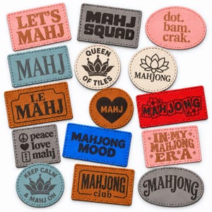 Personalized Mahjong Iron-On Patches | Custom Engraved Leather Mahj Gifts