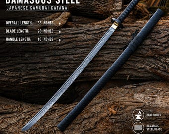 Hand Forged Damascus steel Japanese Samurai Katana Sword ,Full tang blade ,  scabbard, Groomsmen Gift, Christmas Gift