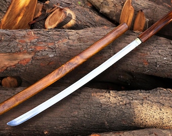 Hand Forged Samurai Katana Sword Full Tang High Carbon Steel Wooden Shirasaya Collectible Gift