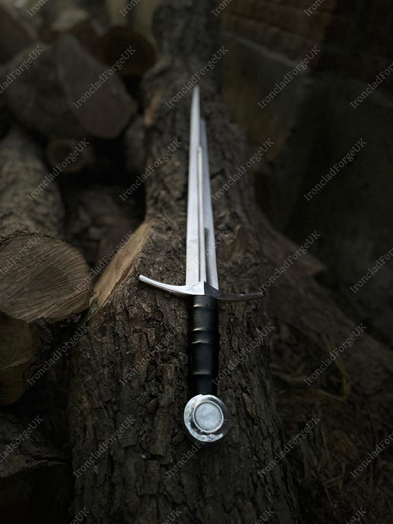 Hand Forged Medieval Crusader Sword, High Carbon Steel Longsword, Full Tang Knight Display Sword with Leather Sheath Gift for Him