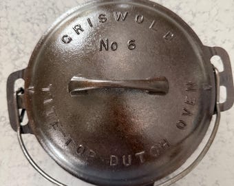 Vintage Griswold No. 6 Cast Iron Tite-Top Dutch Oven with Lid, Trivet