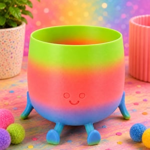 3D-gedruckter Sitzpflanztopf – Sukkulententopf mit Smiley-Gesicht und Beinen, Zimmerpflanzendekoration