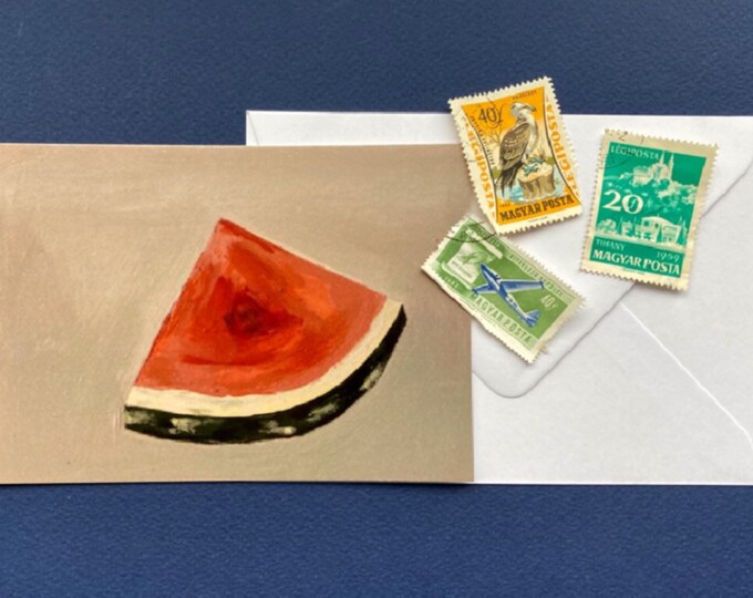 Painting print as greeting card, melon