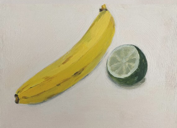 Art print on Alu Dibond, banana, lime