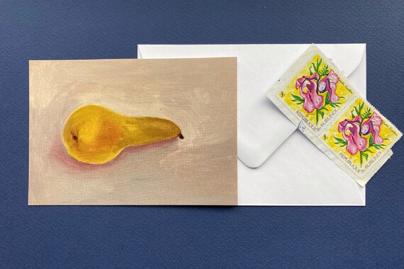 Painting print as greeting card, pear