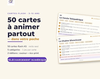 50 Cartes-Flash animation enfants 3-15 ans · Jeux sans matériel à imprimer · BAFA centre de loisirs école · Téléchargement PDF