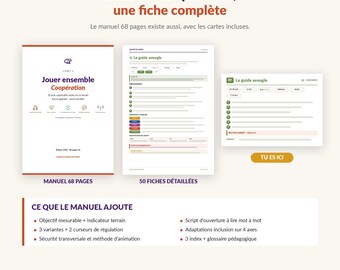 50 Cartes-Flash Jeux Coopératifs A5 · Format Poche Animateur · Lisible en 20 s · BAFA ACM Périscolaire · À Imprimer · PDF