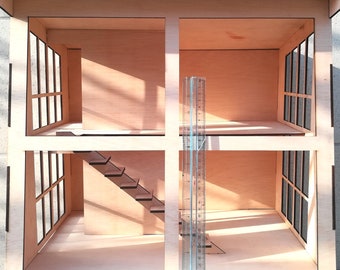 assembled wooden dollhouse