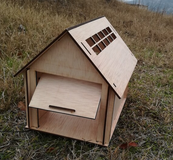 Wooden Small Garage Dollhouse With Up And Over Door