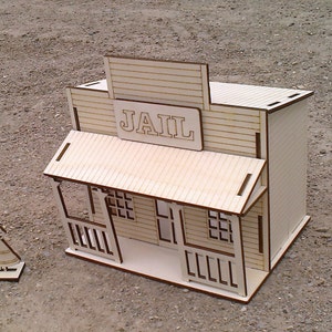 Houten 1:18 houten poppenhuis-multiplex-bouwpakket Wild West-gevangenis