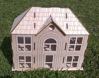 マナーハウス、木造住宅、ビクトリア朝様式の家、DIY ドールハウス、3D