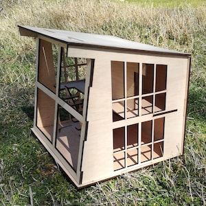 Modern Wooden Dollhouse Plywood Kit