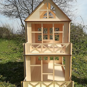 Houten poppenhuis multiplex kit schaal 1:12 Type C