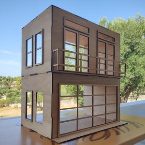 New 2-storey California Villa with Balcony Dollhouse DIY Kit Scale 1:12