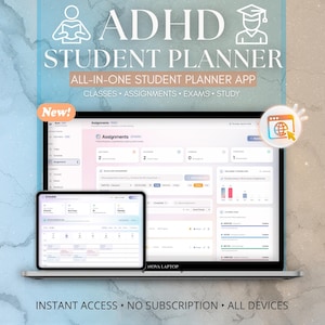 ADHD Student Planner App | Burnout-Friendly Study Organizer, Assignments, Exams, Focus Timer, Grades & Offline Access (Web App)