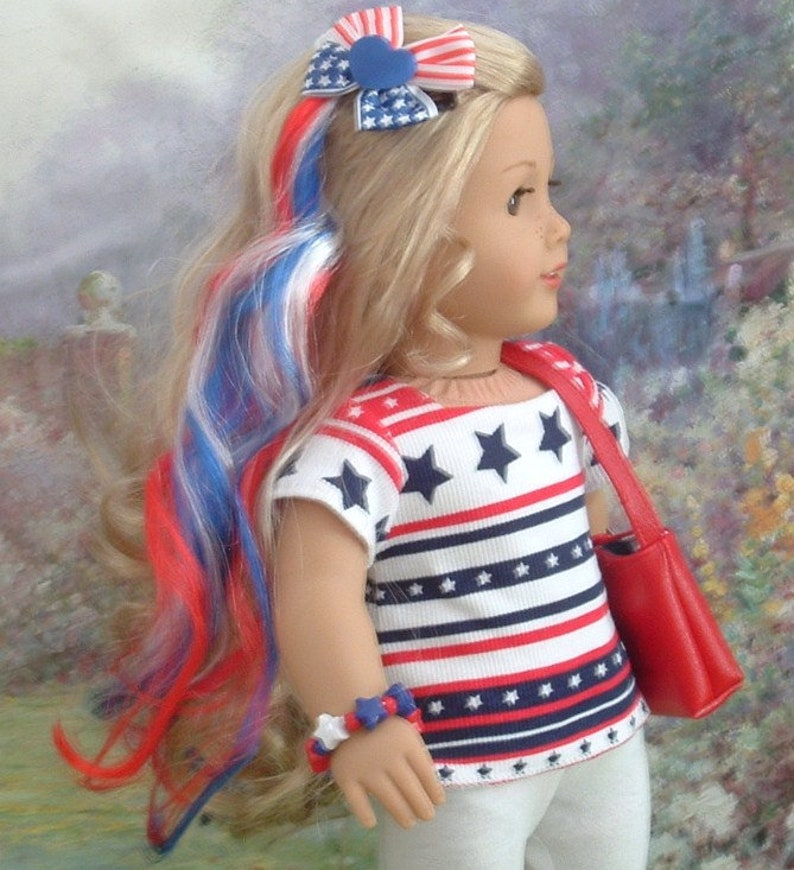 Red White And Blue Hair Extension Clip For American Girl Dolls Etsy