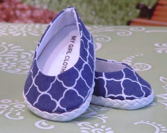 Navy Quatrefoil Ballet Flats for American Girl Dolls