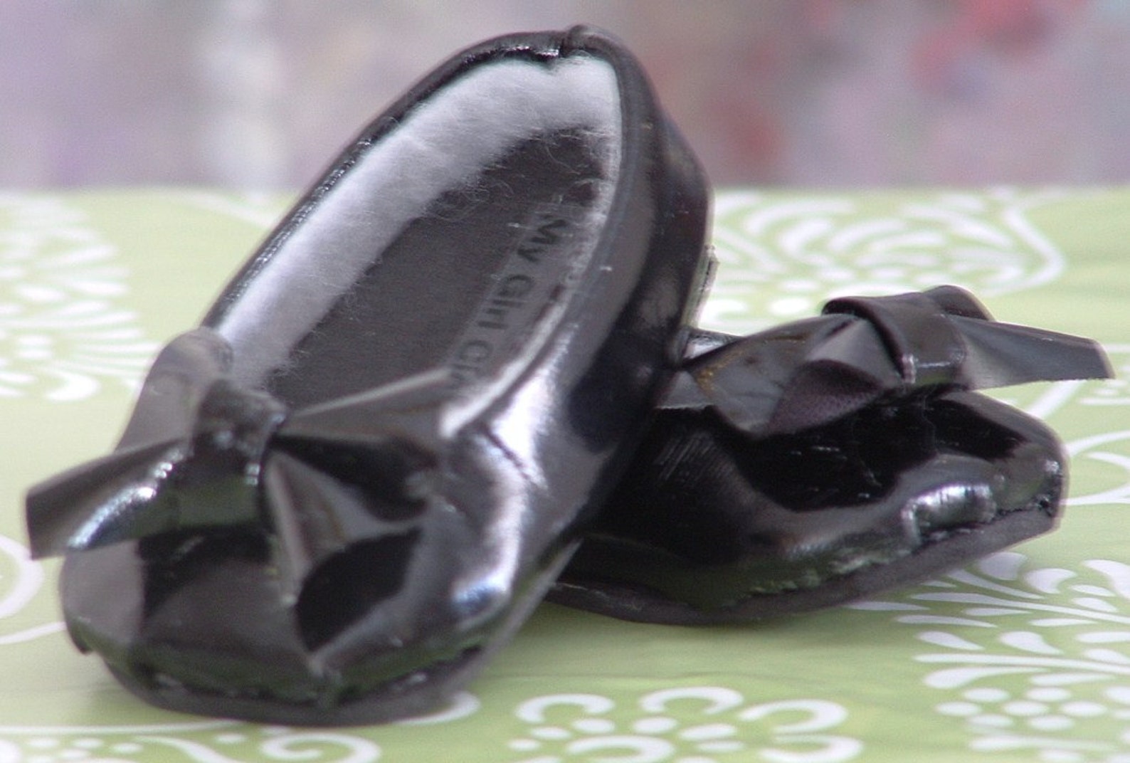 black patent leather ballet flats