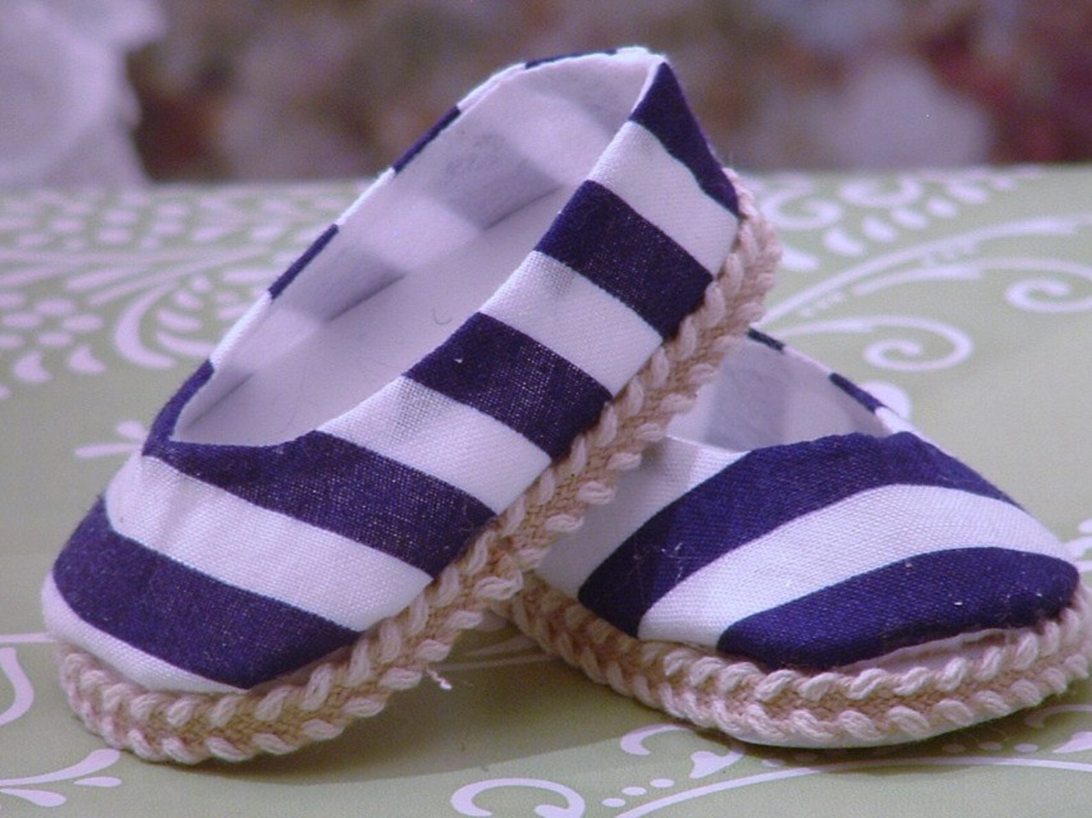 navy striped ballet flats for american girl dolls