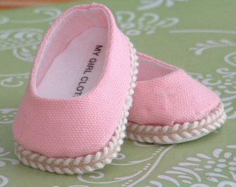 Pink Canvas Ballet flats for American Girl dolls