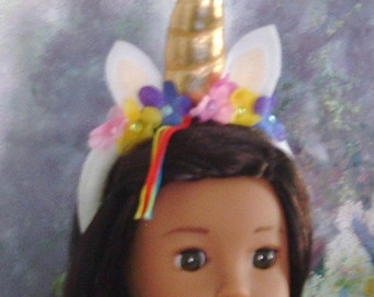 Rainbow Unicorn Headband for American Girl Dolls