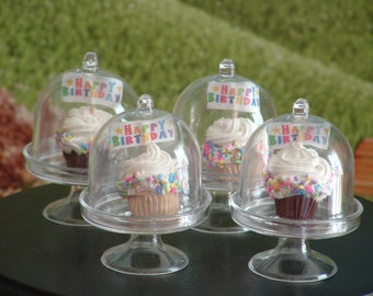 Happy Birthday Cupcakes in Domed Dish for American Girl Dolls