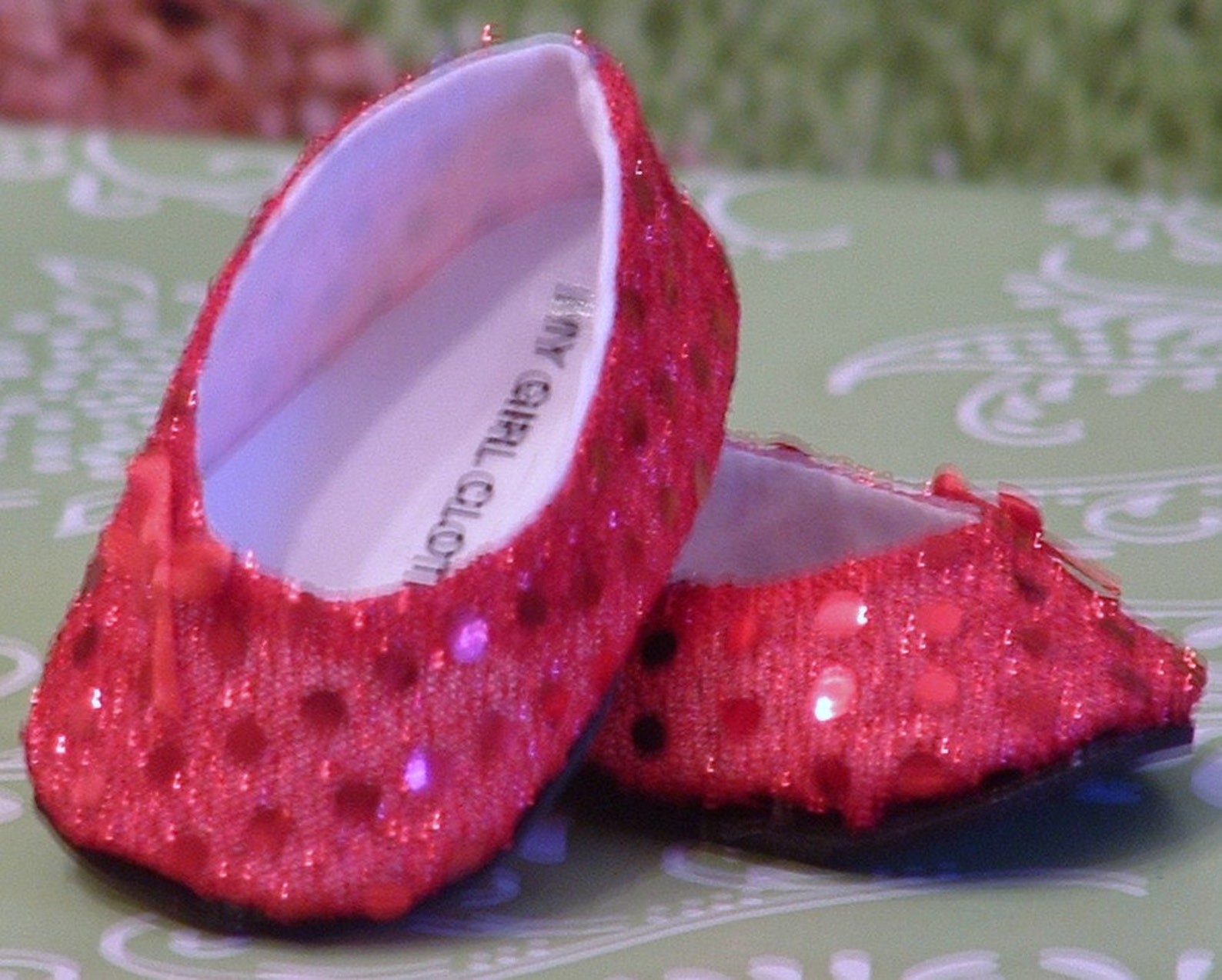 red sparkle ballet flats