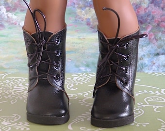 Black Faux Leather Army Boots for American Girl Boy