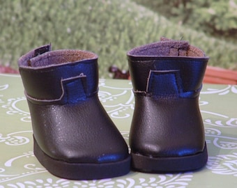Faux Black Leather Ankle Boots for American Girl