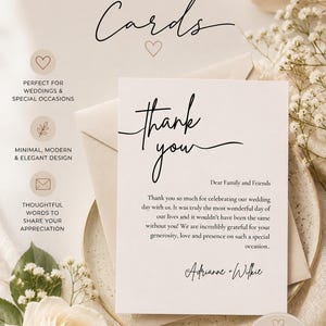 Minimalist Wedding Thank You Card Template, Editable Canva Stationery (Instant Download)