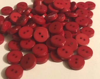 50 Pcs Dark Red Buttons 12mm 2 Holes