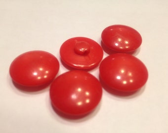 5 vintage lipstick red strait hole buttons, 17 mm (42)